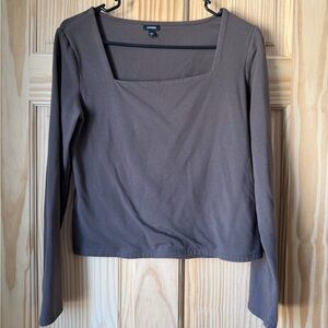 Express Chocolate Long Sleeve Square Neck Top